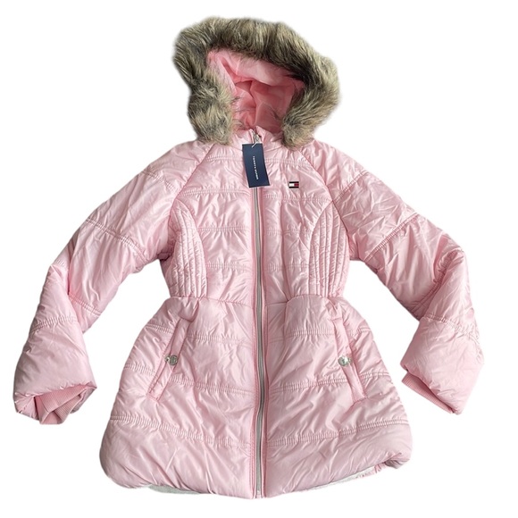 Tommy Hilfiger - Girls Fleece Lined Puffer Jacket / Winter Coat - Picture 2 of 4